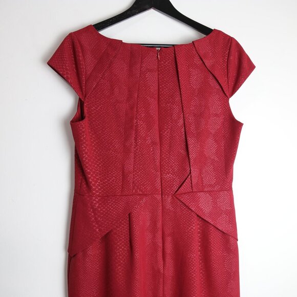 Adrianna Papell Sheath Stamped Textured Snake Skin Cap Sleeve Dress Size 12 - Picture 6 of 7